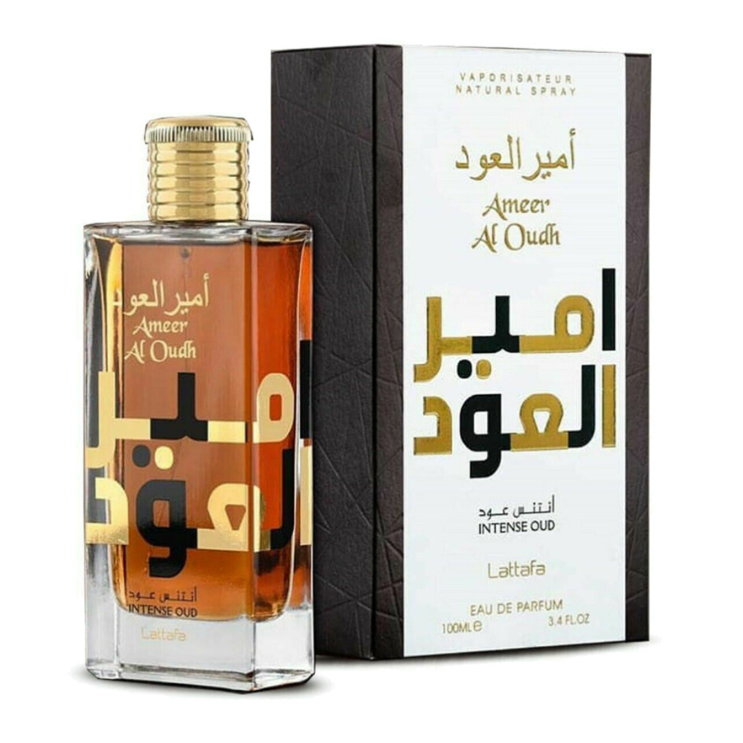 Ameer al Oudh Intense Oud by Lattafa, Full Product Bottle and Box