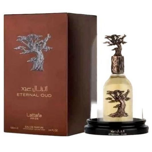 Eternal Oud by Lattafa Pride, box and bottle