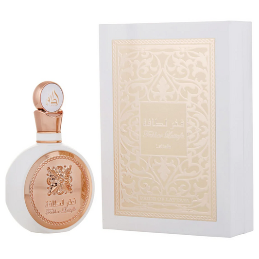 Fakhar Lattafa Rose Gold: The Pride of Lattafa, bottle and box