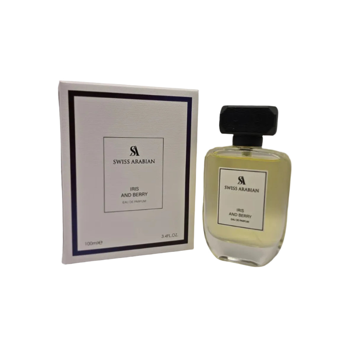 Swiss Arabian perfume bottle and packaging on a white background