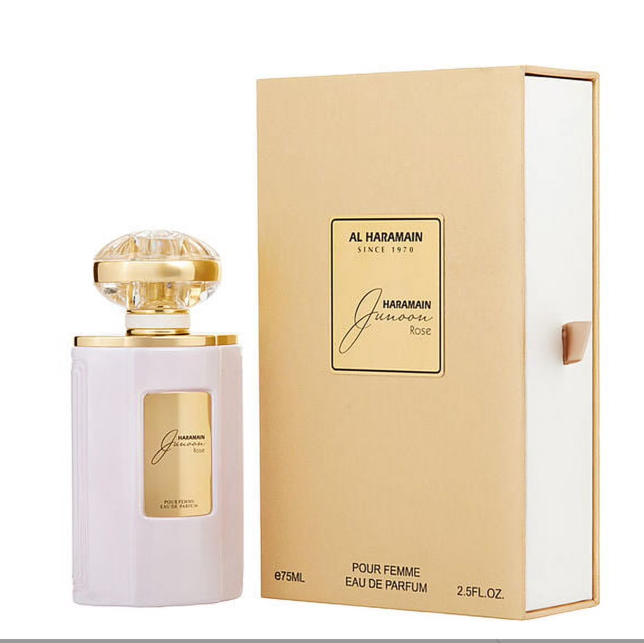 Al Haramain perfume bottle and packaging on a white background